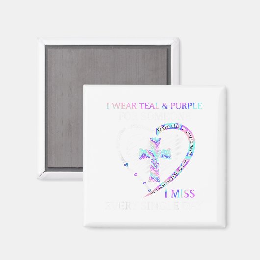 Ich trage Aquamarines und Lila Selbstmordbewusstse Magnet (Vorderseite/Rückseite)