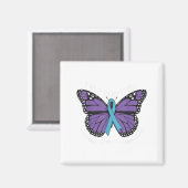 Ich trage Aquamarines und Lila Selbstmordbewusstse Magnet (Vorderseite/Rückseite)