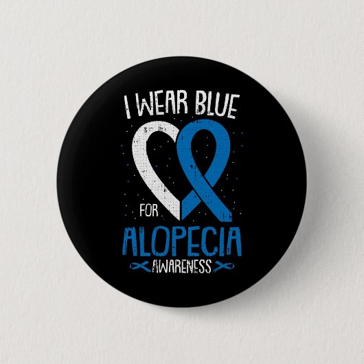 Ich trage Blau für Alopezie Areata Balding Button (Vorderseite)
