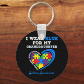 Ich trage Blau für Autismus Awareness Family Schlüsselanhänger (Vorderseite)