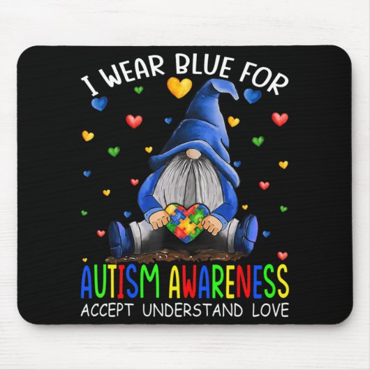 Ich trage Blau für Autismus Bewusstsein akzeptiere Mousepad (Vorne)