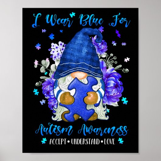 Ich trage Blau für Autismus Bewusstsein akzeptiere Poster (Vorne)