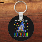 Ich trage Blau für Autismus Bewusstsein akzeptiere Schlüsselanhänger (Vorderseite)