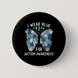 Ich trage Blau für Autismus Bewusstsein Blue Puzzl Button