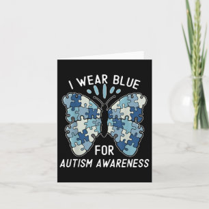 Ich trage Blau für Autismus Bewusstsein Blue Puzzl Karte