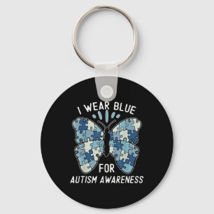 Ich trage Blau für Autismus Bewusstsein Blue Puzzl Schlüsselanhänger