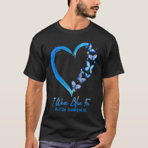 Ich trage Blau für Autismuserkennung Herz Schmette T-Shirt