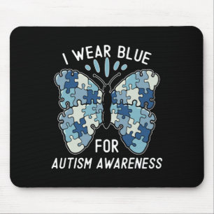 Ich trage Blau für das Autismus-Bewusstsein Blaues Mousepad