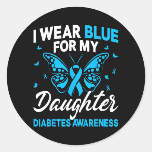 Ich trage Blau für das Diabetes-Bewusstsein meiner Runder Aufkleber