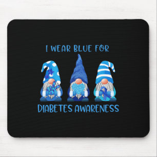 Ich trage Blau für Diabetes Awareness Gnomes Peace Mousepad