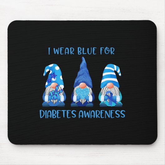 Ich trage Blau für Diabetes Awareness Gnomes Peace Mousepad (Vorne)