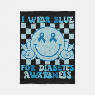 Ich trage Blau für Diabetes Awareness Month Smile Fleecedecke