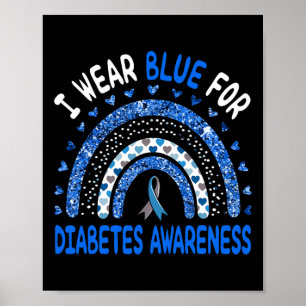 Ich trage Blau für Diabetes Awareness Rainbow Men Poster