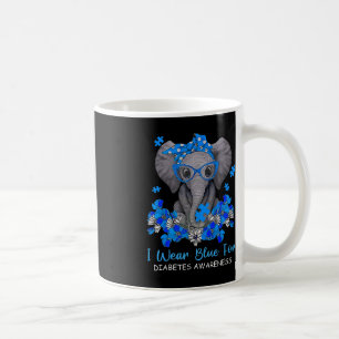 Ich trage Blau für Diabetes-Bewusstsein Elephant W Kaffeetasse