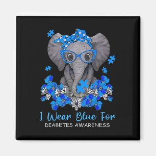 Ich trage Blau für Diabetes-Bewusstsein Elephant W Magnet
