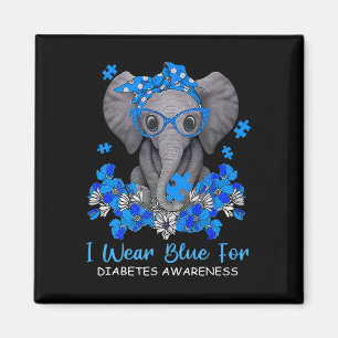 Ich trage Blau für Diabetes-Bewusstsein Elephant W Magnet