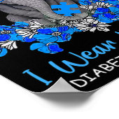 Ich trage Blau für Diabetes-Bewusstsein Elephant W Poster (Ecke)