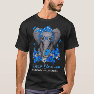 Ich trage Blau für Diabetes-Bewusstsein Elephant W T-Shirt