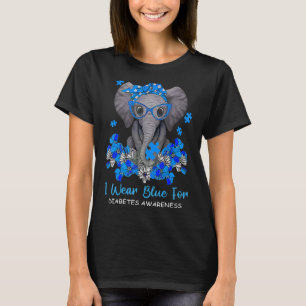 Ich trage Blau für Diabetes-Bewusstsein Elephant W T-Shirt