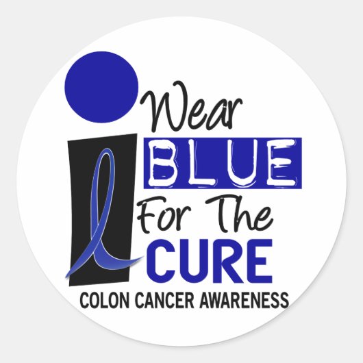 Ich trage Blau für die 9 COLON CANCER T - Shirt Runder Aufkleber (Vorderseite)