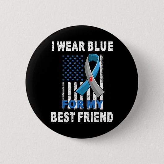 Ich trage Blau für mein bester Freund Diabetes Bew Button (Vorderseite)