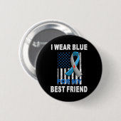 Ich trage Blau für mein bester Freund Diabetes Bew Button (Vorne & Hinten)