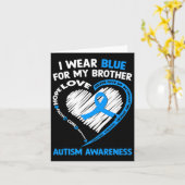 Ich trage Blau für mein Bruder Autismus Bewusstsei Karte (Gelbe Blume)