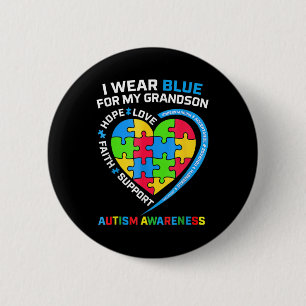 Ich trage Blau für mein Enkel Autismus Bewusstsein Button