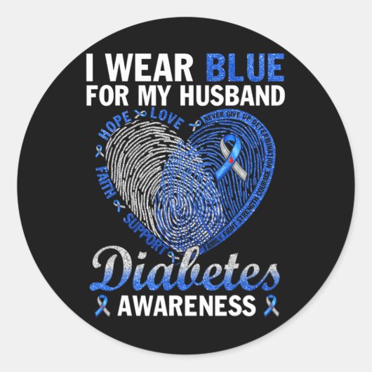 Ich trage Blau für mein Kind Diabetes Awareness Fa Runder Aufkleber (Vorderseite)