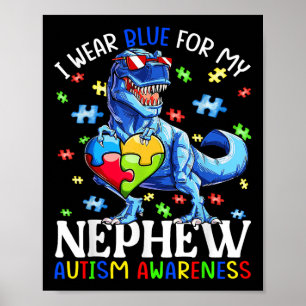 Ich trage Blau für mein Nephew Autismus Bewusstsei Poster
