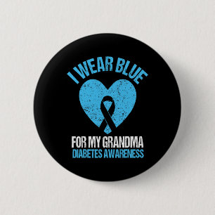 Ich trage Blau für mein Oma Diabetes Awareness Gra Button
