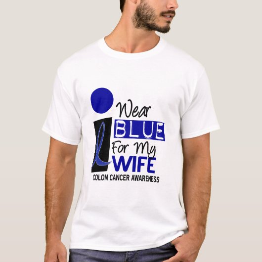 Ich trage Blau für meine Ehefrau 9 DARMKREBS T - T-Shirt (Vorderseite)