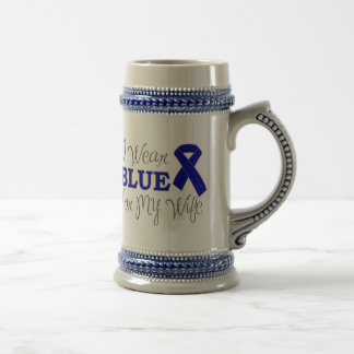 Ich trage Blau für meine Ehefrau (blaues Band) Bierglas