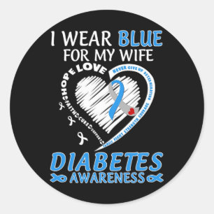 Ich trage Blau für meine Ehefrau Diabetes Awarenes Runder Aufkleber