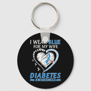 Ich trage Blau für meine Ehefrau Diabetes Awarenes Schlüsselanhänger