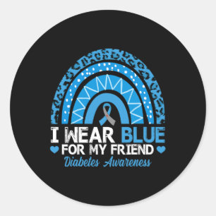 Ich trage Blau für meine Freundin Typ 1 Diabeteswa Runder Aufkleber