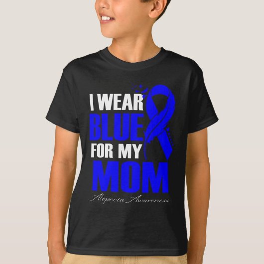 Ich trage Blau für meine Mama Alopezie Feder T-Shirt (Vorderseite)