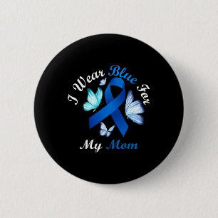 Ich trage Blau für meine Mama Butterfly Diabetes A Button