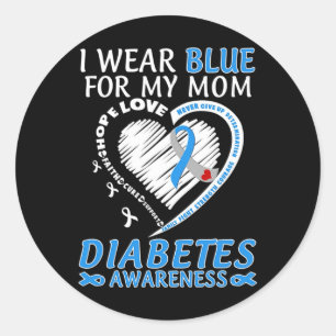 Ich trage Blau für meine Mama Diabetes Awareness B Runder Aufkleber