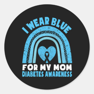 Ich trage Blau für meine Mama Diabetes Awareness M Runder Aufkleber