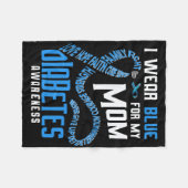 Ich trage Blau für meine Mama Diabetes-Bewusstsein Fleecedecke (Vorderseite (Horizontal))