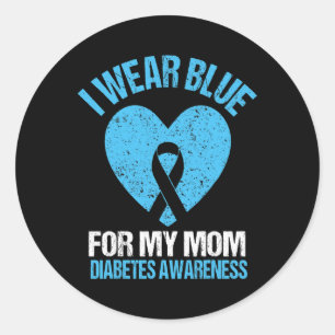Ich trage Blau für meine Mama Diabetes Bewusstsein Runder Aufkleber