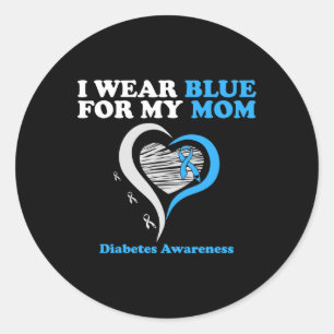 Ich trage Blau für meine Mama Diabetes Warrior Bew Runder Aufkleber