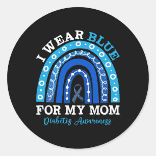 Ich trage Blau für meine Mama T1d Typ 1 Diabetes A Runder Aufkleber
