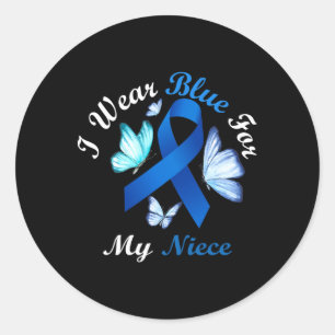 Ich trage Blau für meine Nichte Butterfly Diabetes Runder Aufkleber