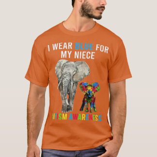 Ich trage Blau für meine Nichte Elefanten, Autismu T-Shirt