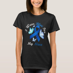 Ich trage Blau für meine Nichte Schmetterling Diab T-Shirt