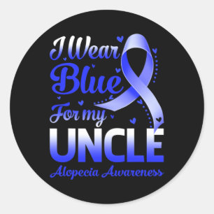 Ich trage Blau für meine Onkel Alopezie Awareness Runder Aufkleber