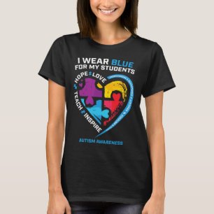 Ich trage Blau für meine Schüler Geschenke Lehrer T-Shirt