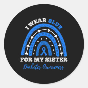 Ich trage Blau für meine Schwester T1d Typ 1 Diabe Runder Aufkleber